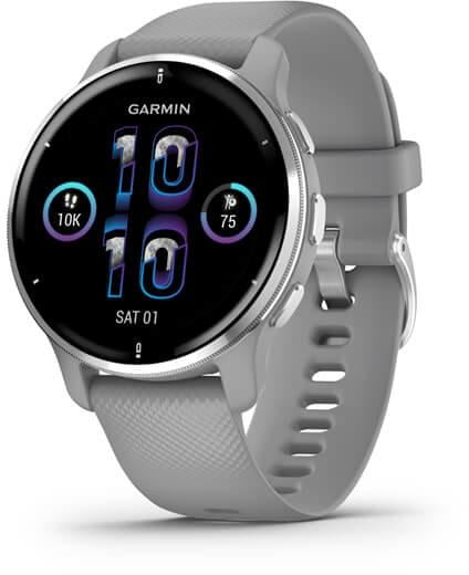 Смарт-часы Garmin Venu 2 Plus Silver Stainless Steel Bezel with Powder Gray Case and Silicone Band (010-02496-10)  