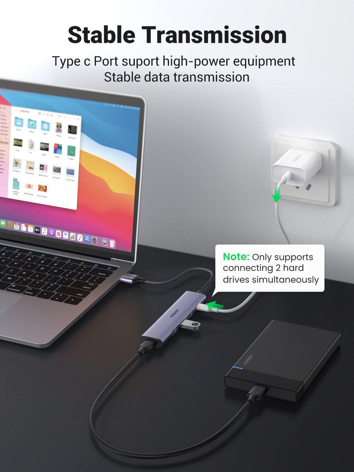 Хаб USB UGREEN CM473 4в1 Grey (20805) - фото 5
