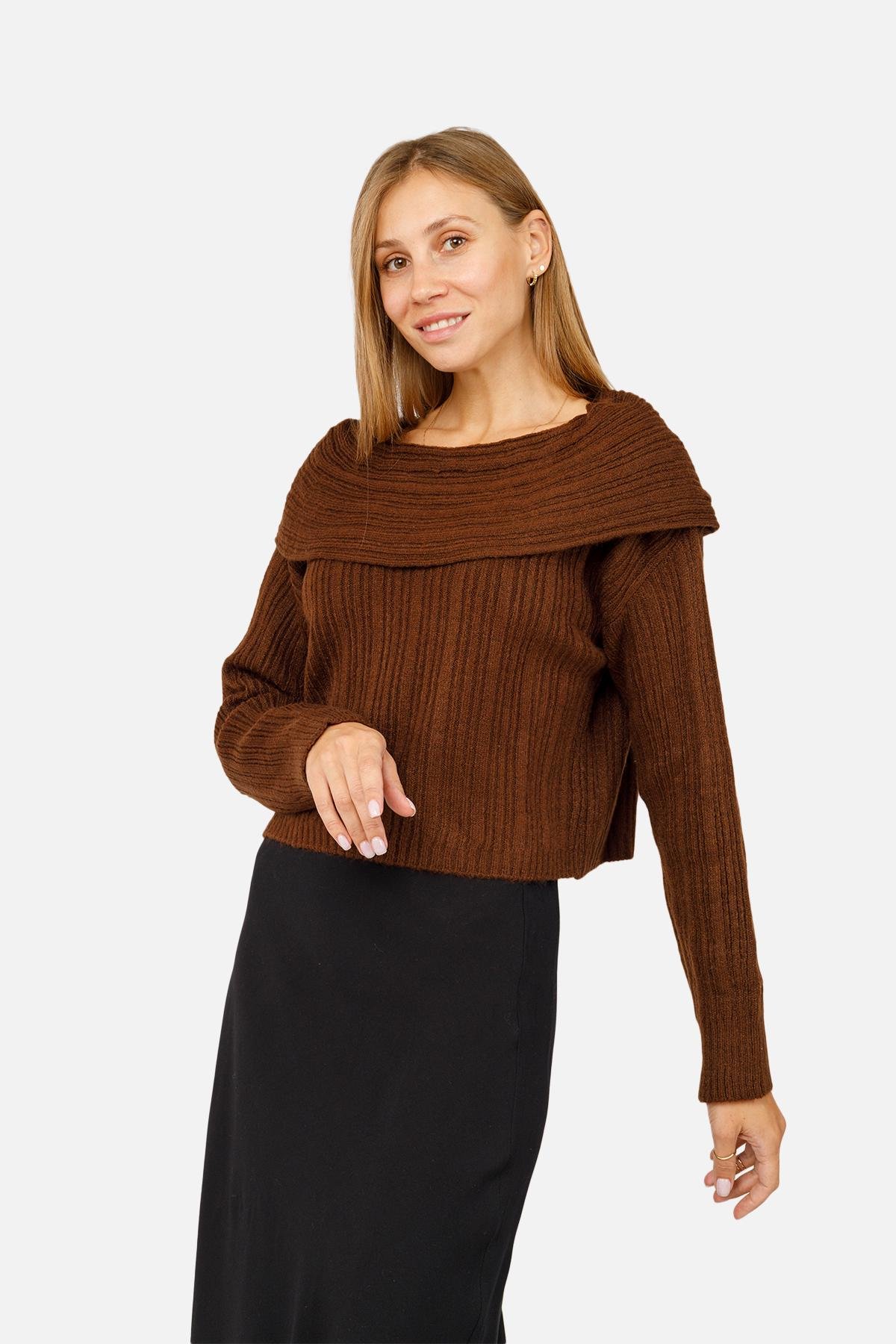 Джемпер жіночий р. 46 Коричневий (SKT001022481) - фото 2 Джемпер жіночий р. 46 Коричневий (SKT001022481) - фото 2