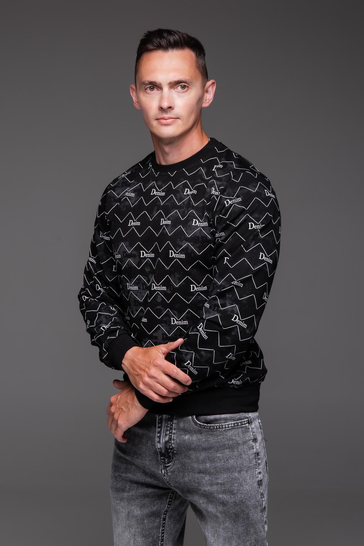 Кофта чоловіча Denim трикотажна демісезонна M Чорний (2546)