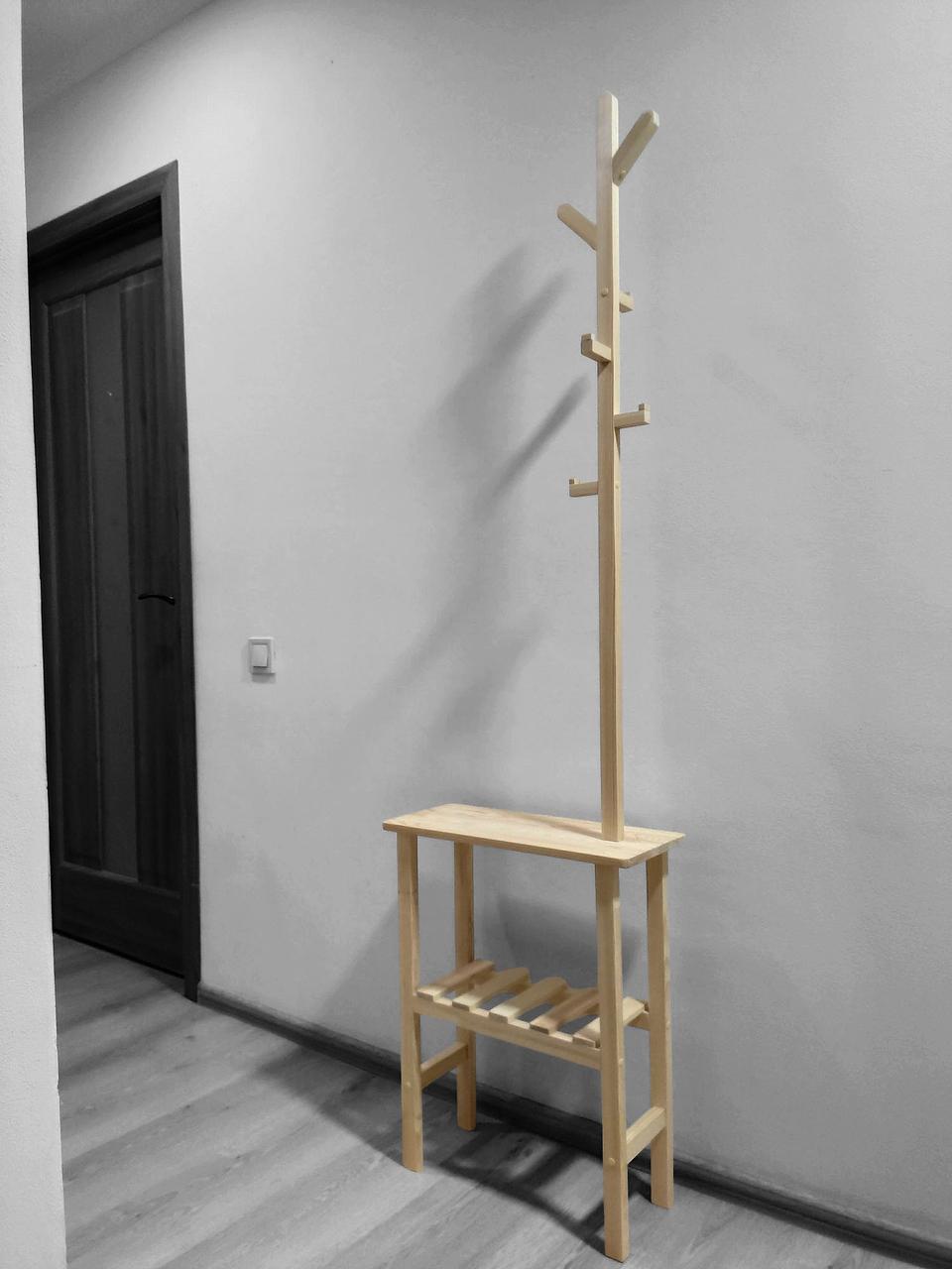 Вешалка напольная с полками деревянная (2607197605) - фото 3