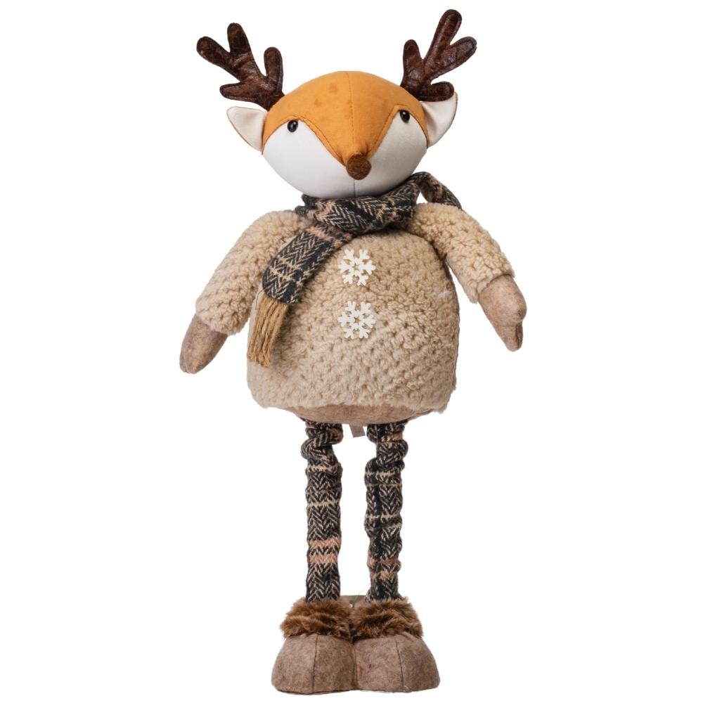 Новогодняя фигурка телескопическая для праздничного интерьера Олененок из текстиля 56 см Коричневый (147-81-9163-016)