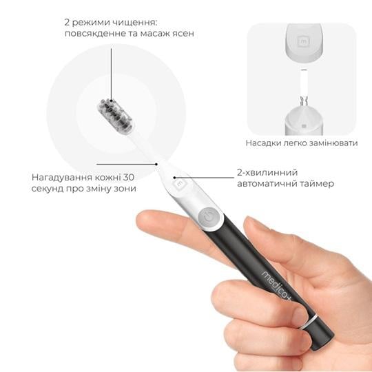 Електрична зубна щітка звукова MEDICA+ ProBrush 7.0 Compact Black - фото 8