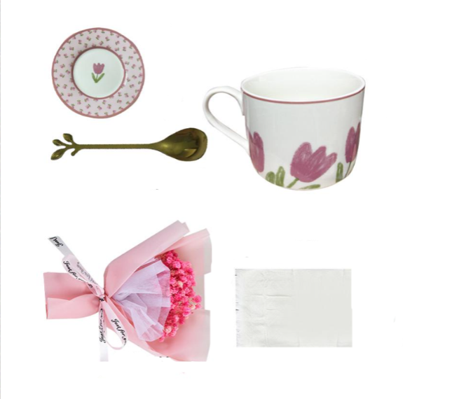 Сувенирный подарочный набор посуды Lesko 7F7 чашка с блюдцем/ложка/полотенце/букет из гипсофилы Pink (24366591) Сувенирный подарочный набор посуды Lesko 7F7 чашка с блюдцем/ложка/полотенце/букет из гипсофилы Pink (24366591)