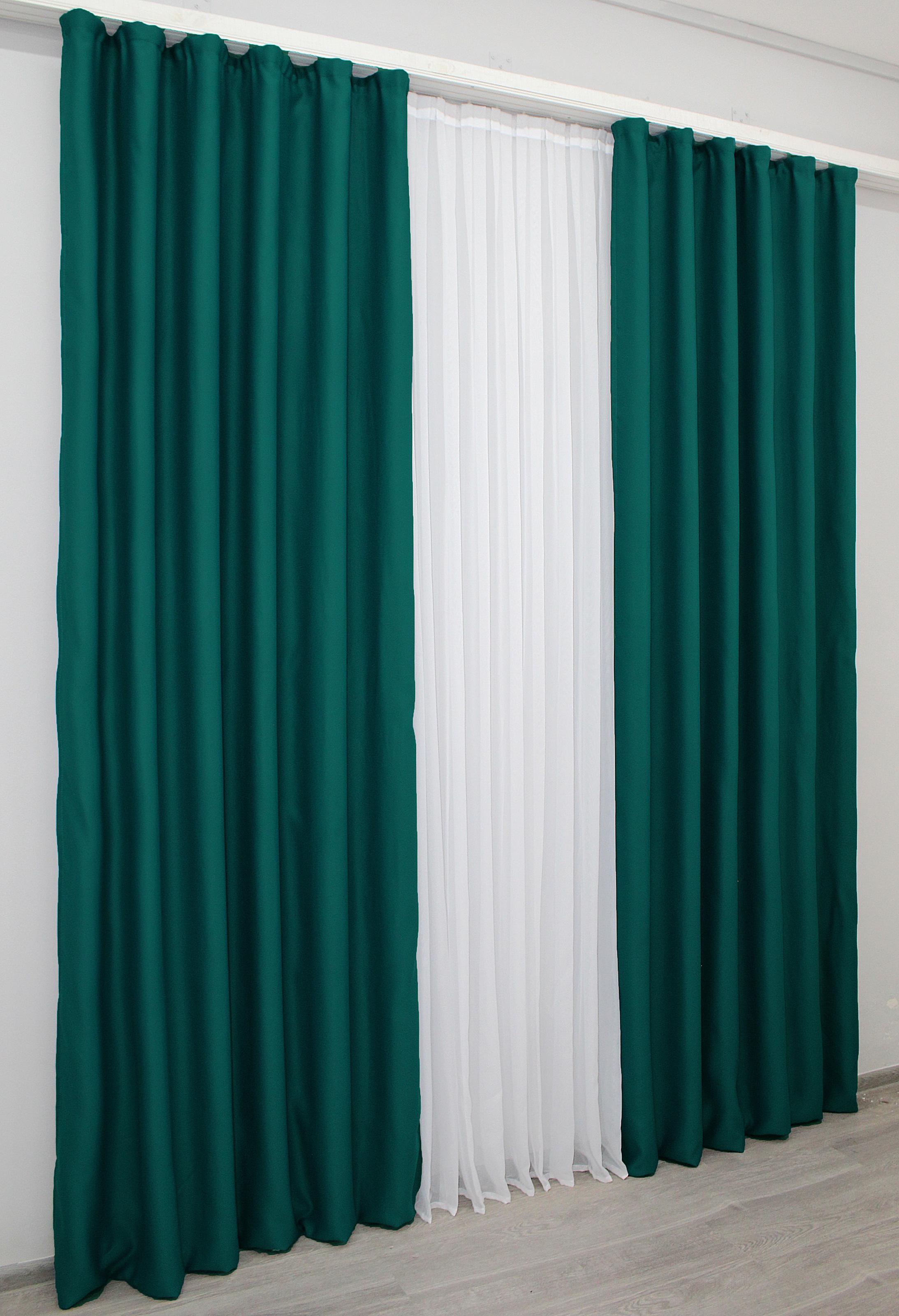 Комплект штор VR-Textil Fusion Dimout № 794ш блэкаут 150х270 см 2 шт. Изумрудный (30-579) - фото 5