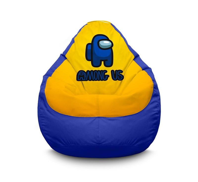 Крісло мішок iPuff Among Us Logo blue Флок Оксфорд XL 80x110 см Синій