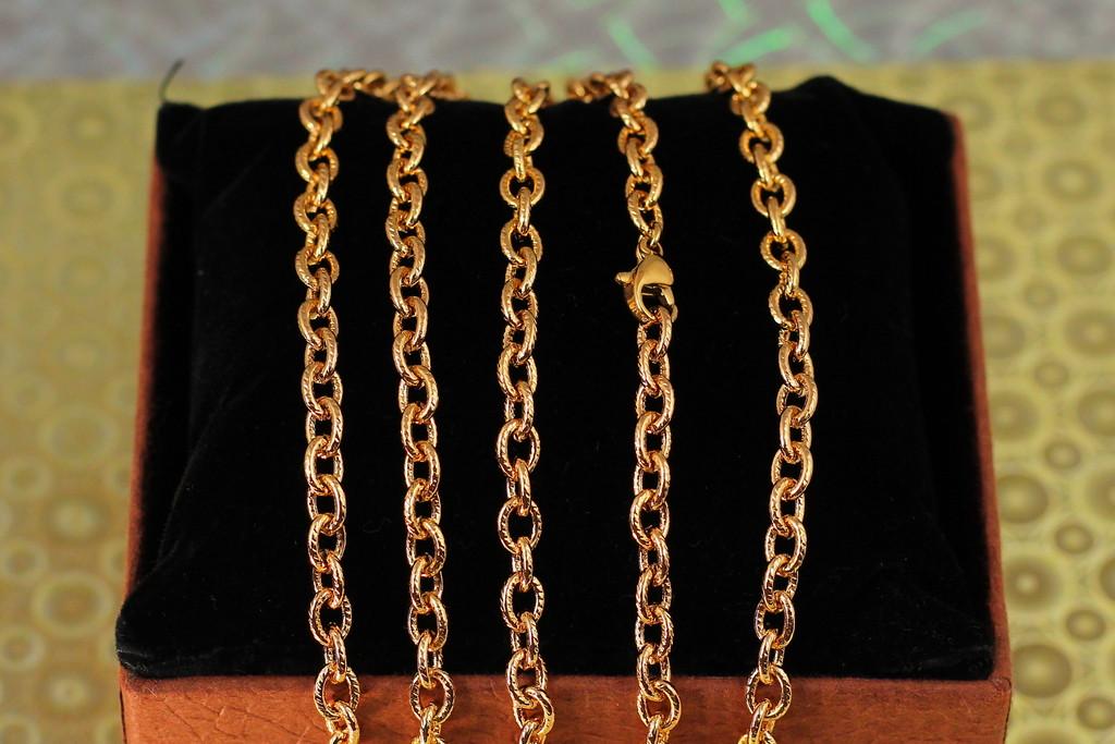 Цепь Xuping Jewelry Якорная с насечками 60 см 4 мм Золотистый (2380704208)
