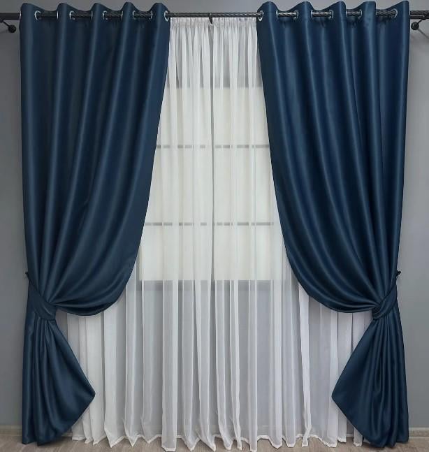 Шторы на люверсах Bagema Rvs блекаут 1,5x2,5 м 2 шт. Синий (1474ш 37-0256)