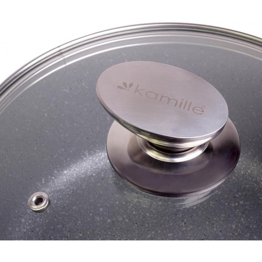 Каструля з кришкою Kamille Landes з литими алюмінієвими ручками 4,5 л Ø24 см Grey (4425) - фото 2 Каструля з кришкою Kamille Landes з литими алюмінієвими ручками 4,5 л Ø24 см Grey (4425) - фото 2
