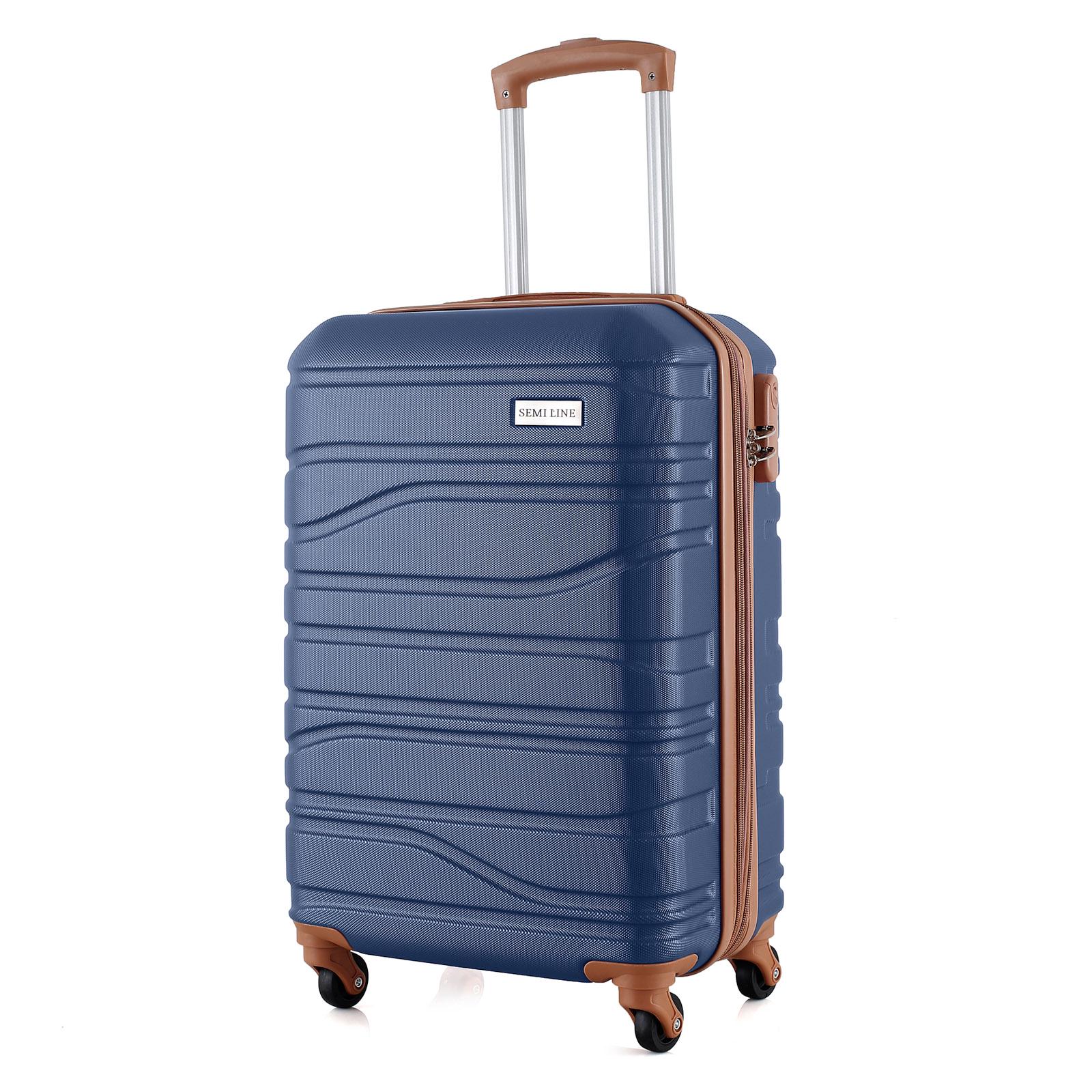 Валіза SEMI LINE 20" ручна поклажа на 4 колесах ABS-пластик кодовий замок розширювальний клапан +20% об'єм 39/54 л Темно-синій