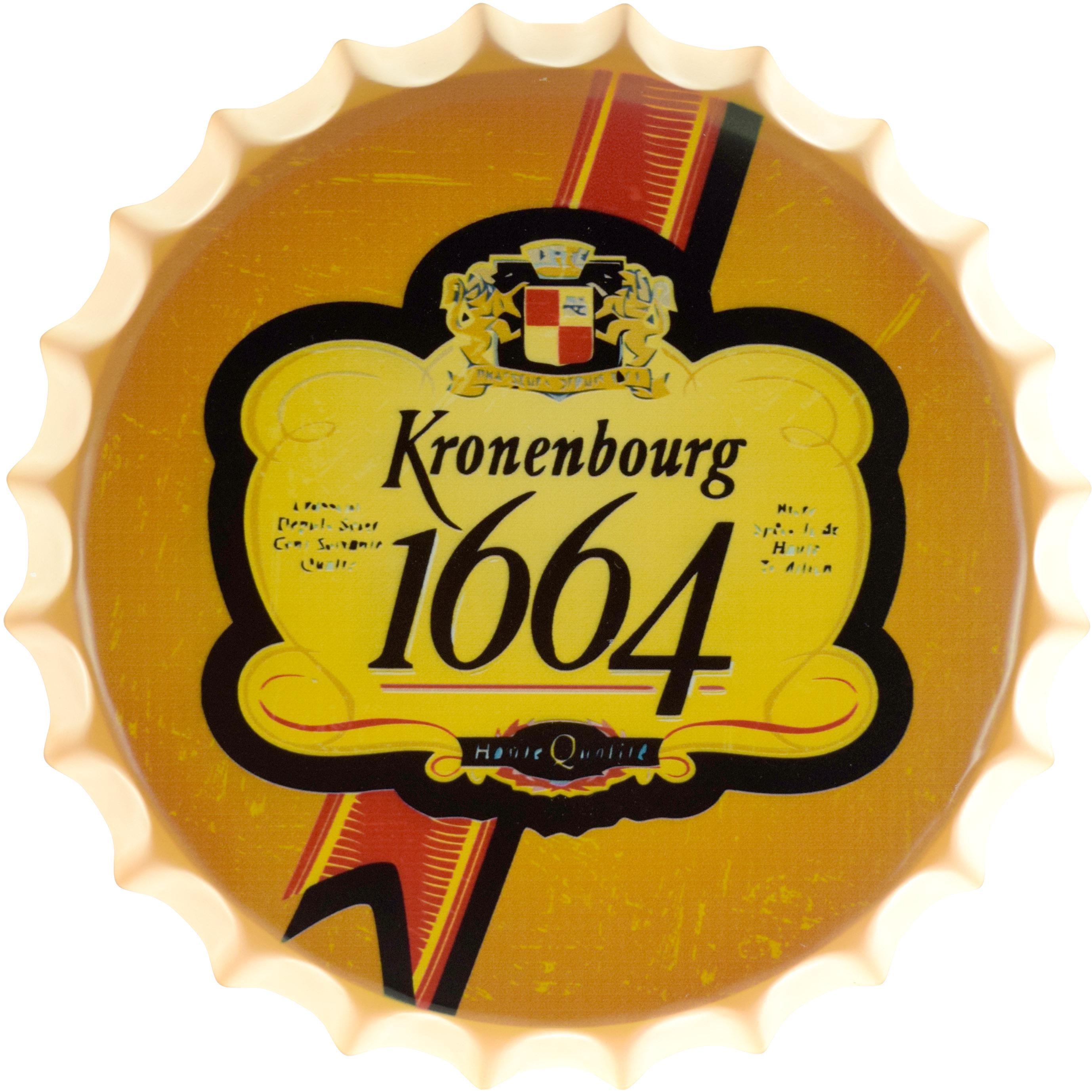 Табличка металлическая Kronenbourg 1664 Orange крышка 35 см