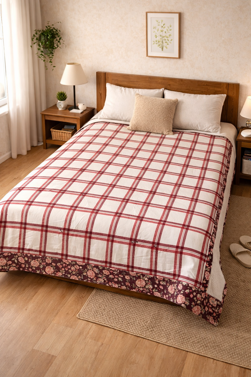 Покрывало пэчворк ручной работы 150х200 см. Английская клетка