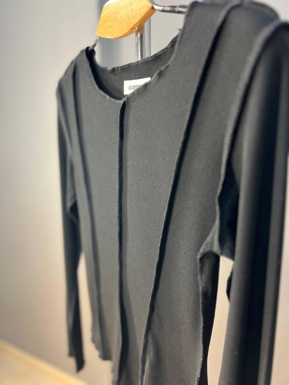 Реглан жіночий ACCORDDREAM 20530 лонгслів вивернуті шви рубчик OS Чорний (1335) - фото 2