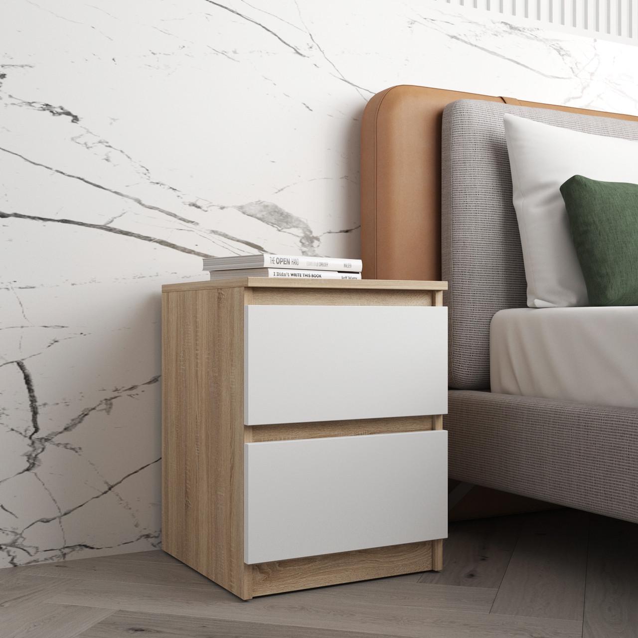 Тумба прикроватная Вайс R-5 402х400х530 мм Дуб Сонома/Белый фасад (30731129) - фото 2
