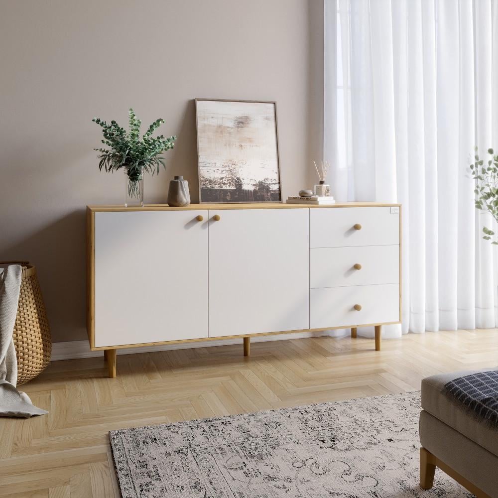 Комод Lion Хьюге-5 Дуб Артизан/Нимфея Альба белый (Lion-041010) - фото 1 Комод Lion Хьюге-5 Дуб Артизан/Нимфея Альба белый (Lion-041010) - фото 1