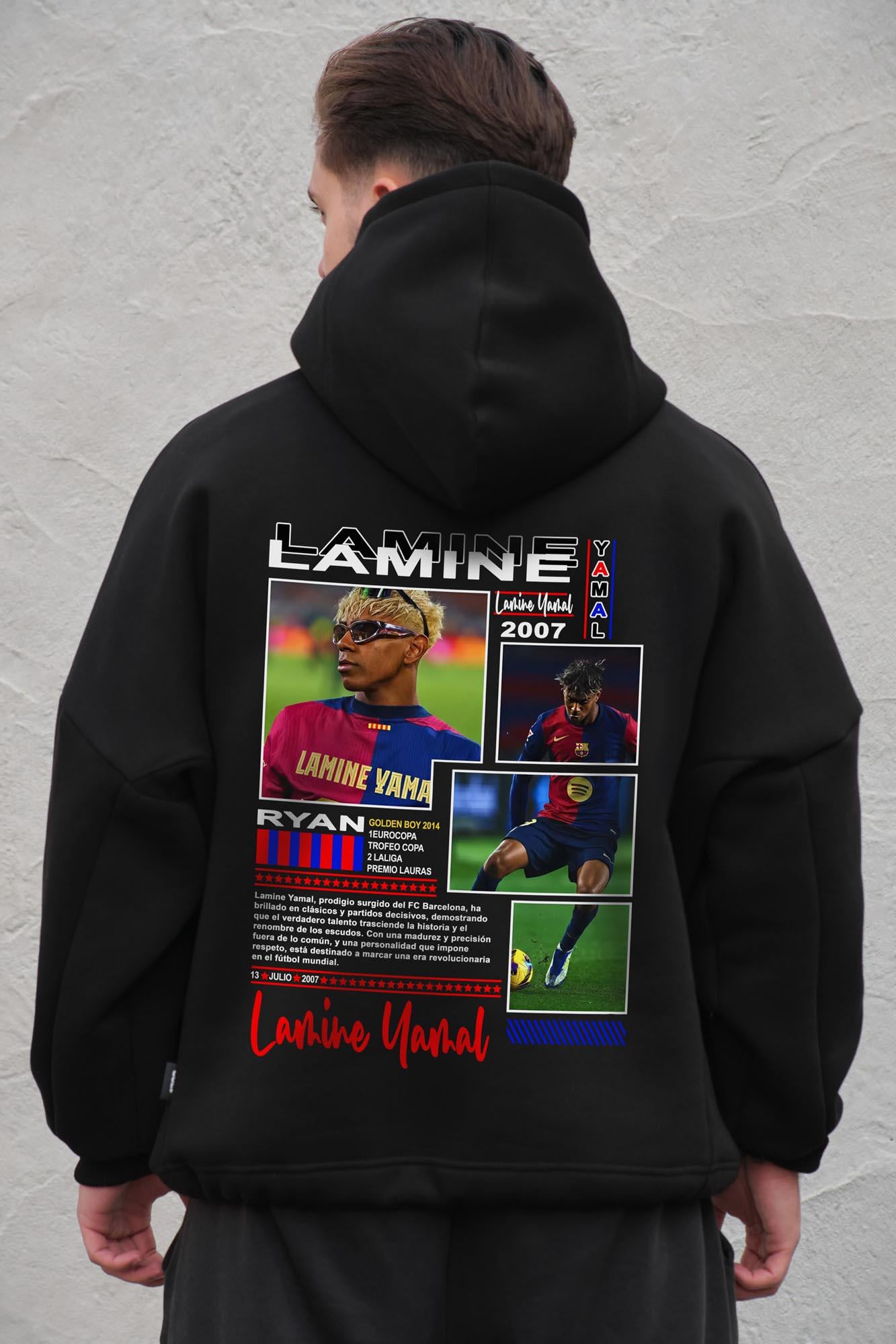 Худи на флисе с капюшоном и принтом оверсайз Without Lamine Yamal One size Black (8056493 8056494)