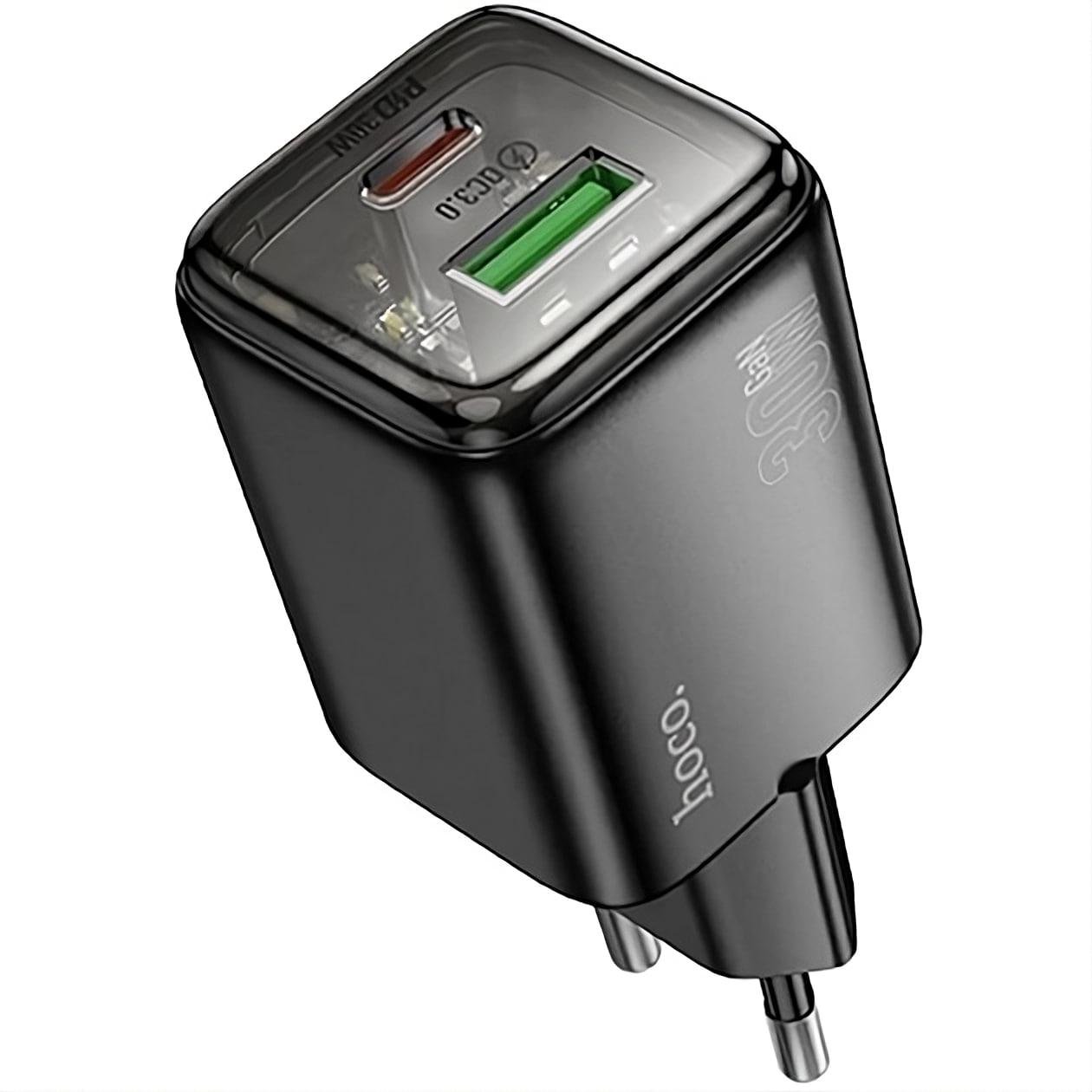 Зарядний пристрій мережевий Hoco N53 Monsoon PD30W/QC3.0 USB/Type-C Чорний (28535178)
