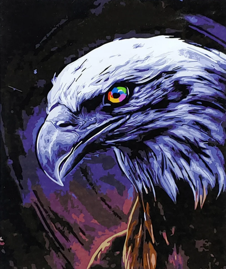 Картина по номерам Strateg Премиум Взгляд орла с лаком и уровнем 40x50 см (SY6874)