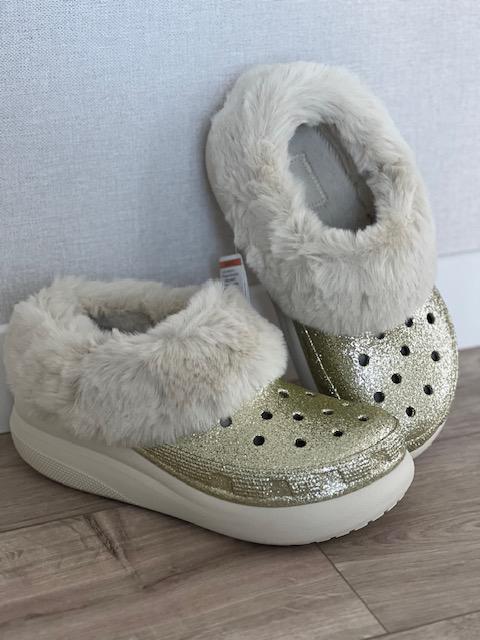 Сабо зимние Crocs Furever Crush Glitter р. 37-38 Stucco (18827629) - фото 7