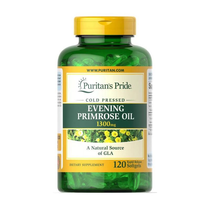 Масло примуло вечерней холодного отжима Puritan's Pride Evening Primrose Oil 1300 mg GLA 117 мг 120 мягких капс.