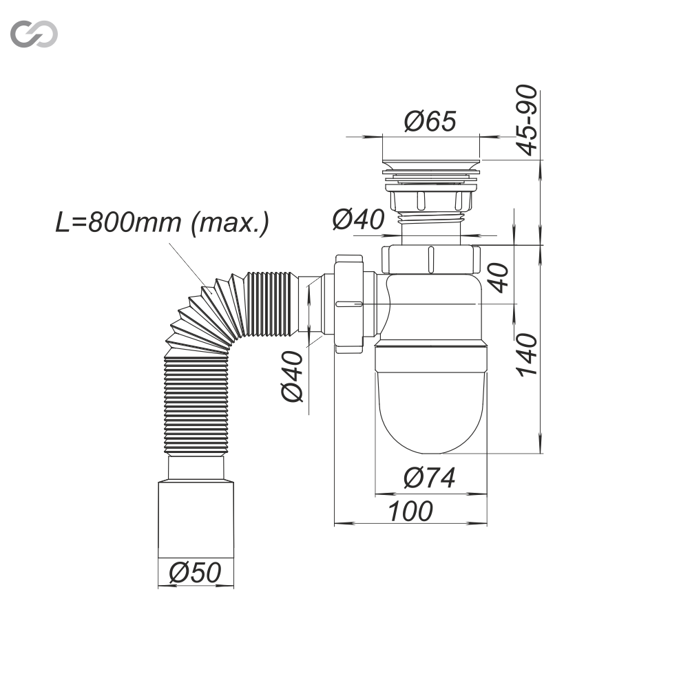 Сифон для кухонної мийки SoloPlast К0010 пластиковий для раковини з гідрозакривом (2517891515) - фото 3