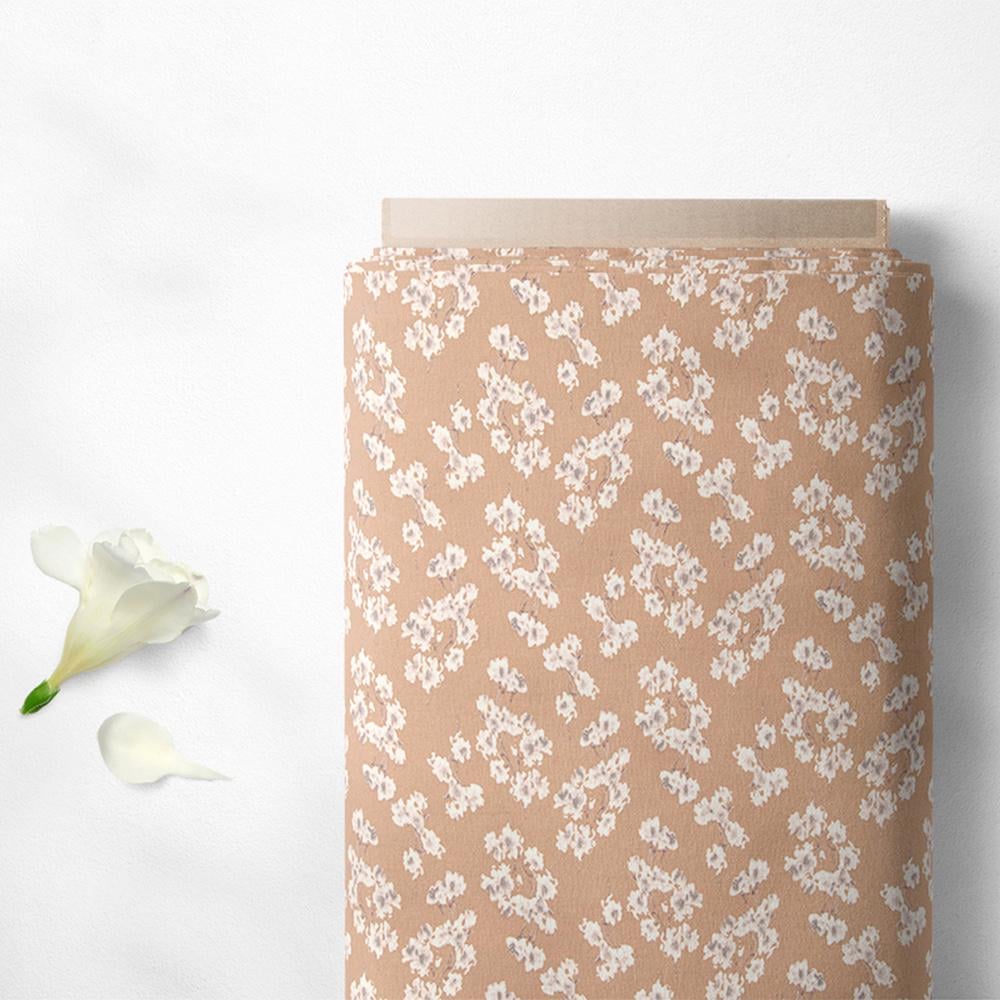 Ткань плательная креп Мадагаскар V-41/2 Цветочный Беж (17560)