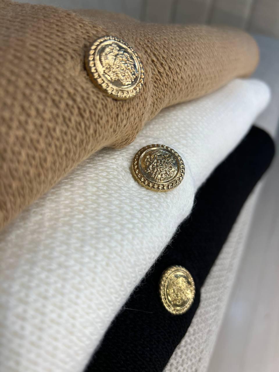 Кардиган женский MIX RAY 6722 золотые пуговицы короткий простой OS Черный (1038) - фото 9