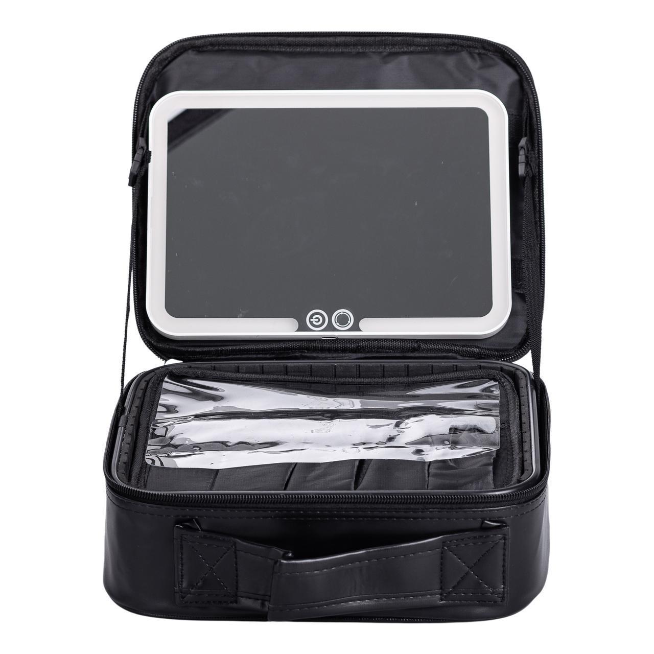 Косметичка-органайзер с LED-зеркалом 26х22х9 см Черный (HP-10-2AB)