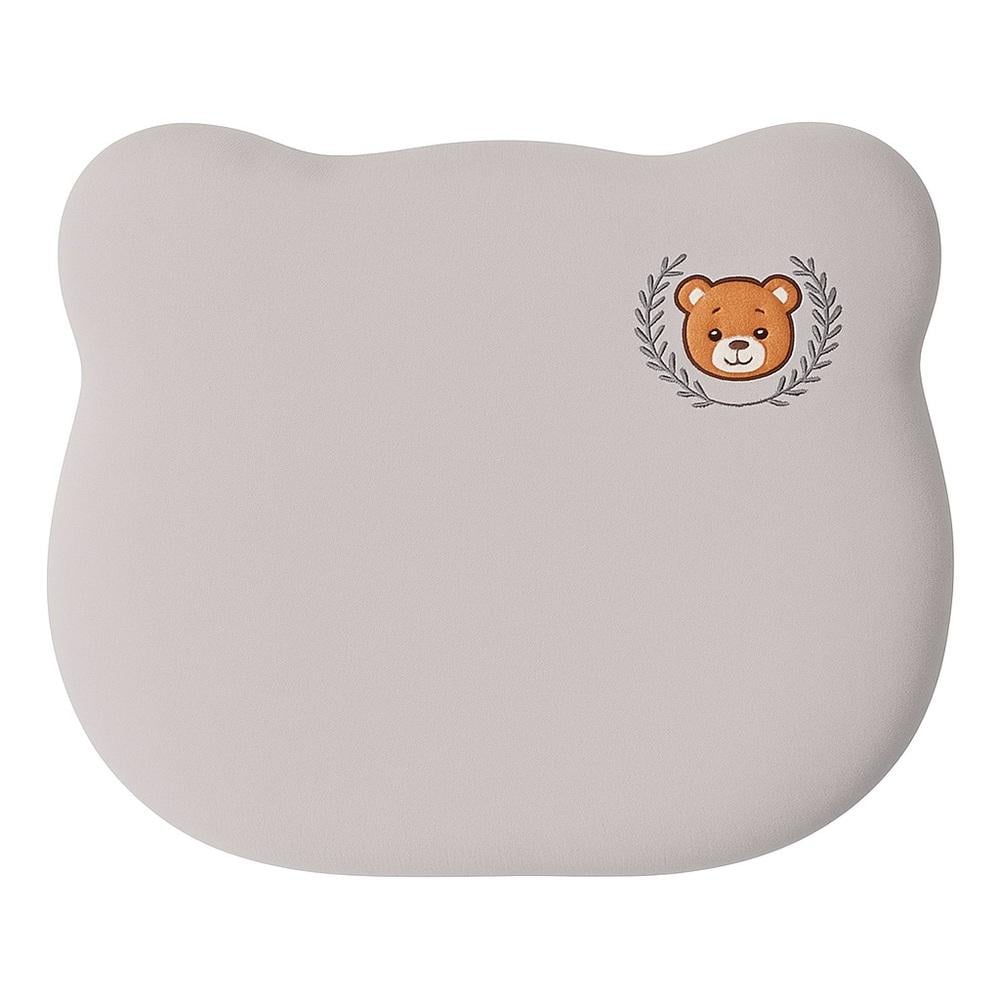 Наволочка на подушку дитячу ортопедичну PAPAELLA BabyComfort трикотаж з вишивкою 23х27 см Сірий беж (26950)