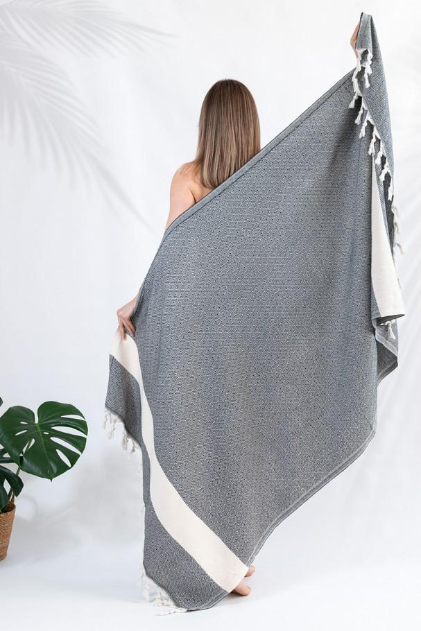 Полотенце пляжное Peshtemal Elmas 100х180 см Черное (26924029)