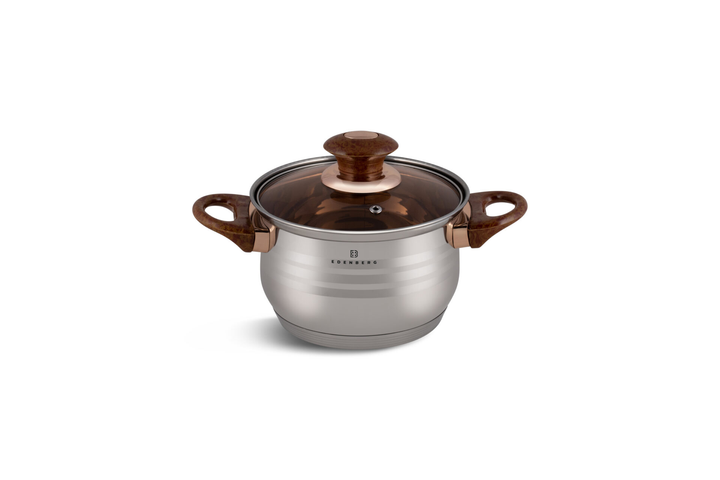 Набор посуды Edenberg 12 предметов из нержавеющей стали с коричневыми ручками (EB-1143) - фото 5 Набор посуды Edenberg 12 предметов из нержавеющей стали с коричневыми ручками (EB-1143) - фото 5