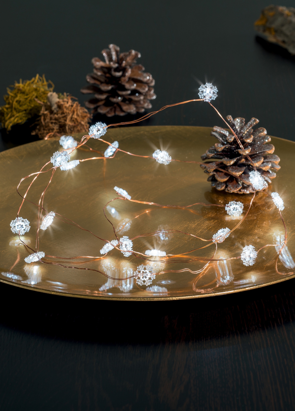 Гірлянда мідна Livarno Home Сніжинки 20 led Теплий білий (7937)