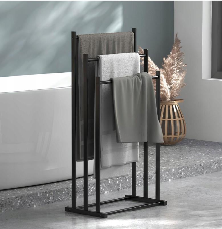Подставка под полотенца отдельно стоящая тройная металлическая