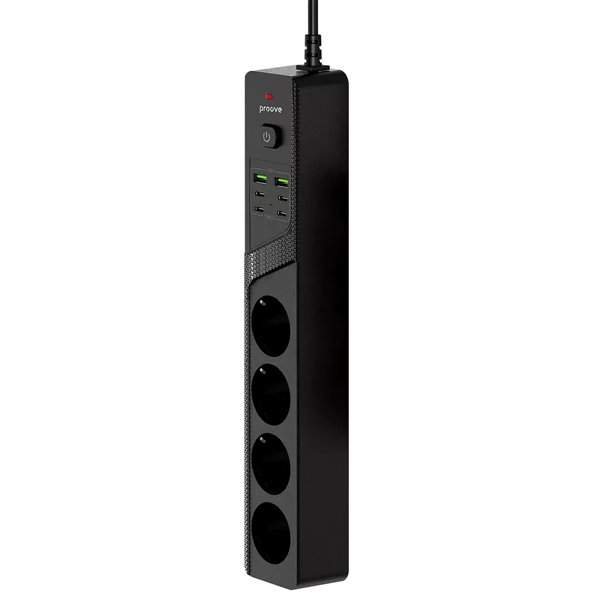 Сетевой фильтр Proove Power Strip P-04C 2500W 4 розетки 2хUSB 4хType-C 2 м Черный (PSPS25002421)