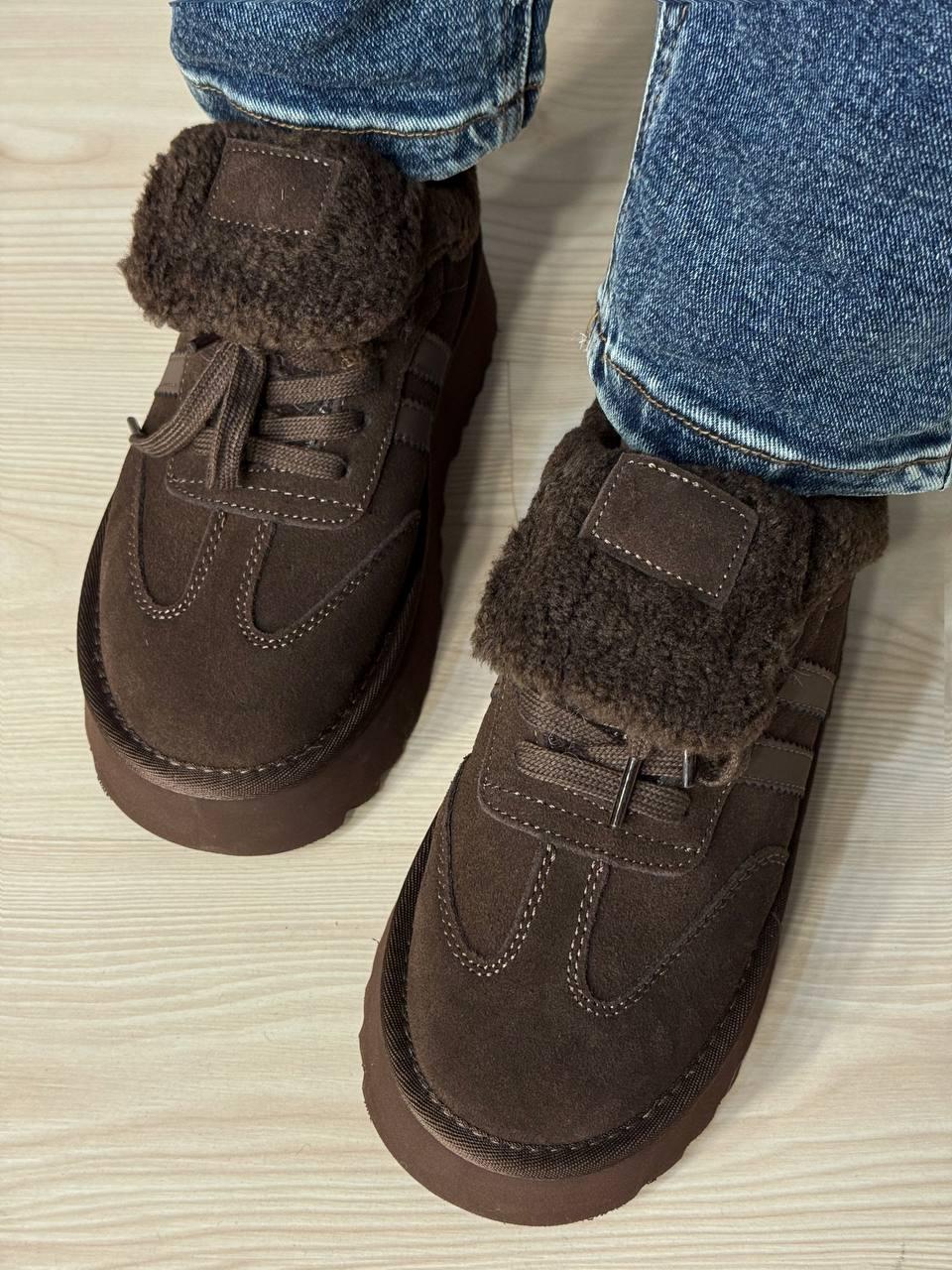 Черевики жіночі Hengji 009-7 уггі замшеві на хутрі р. 36 Коричневий (5863) - фото 6