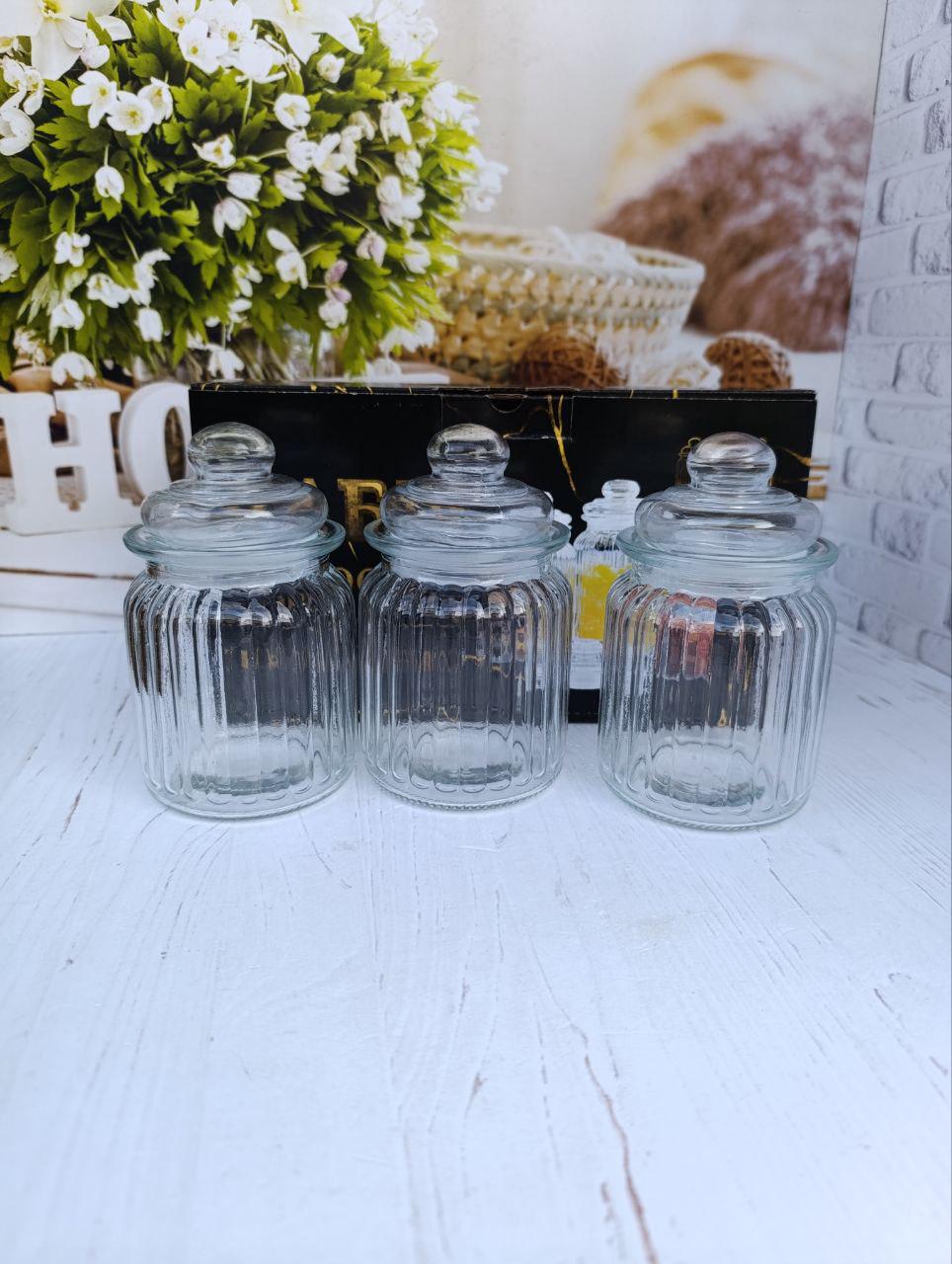 Набір банок для сипучих продуктів S&T 6043 скляні 3 шт. 340 мл Прозорий (6043)