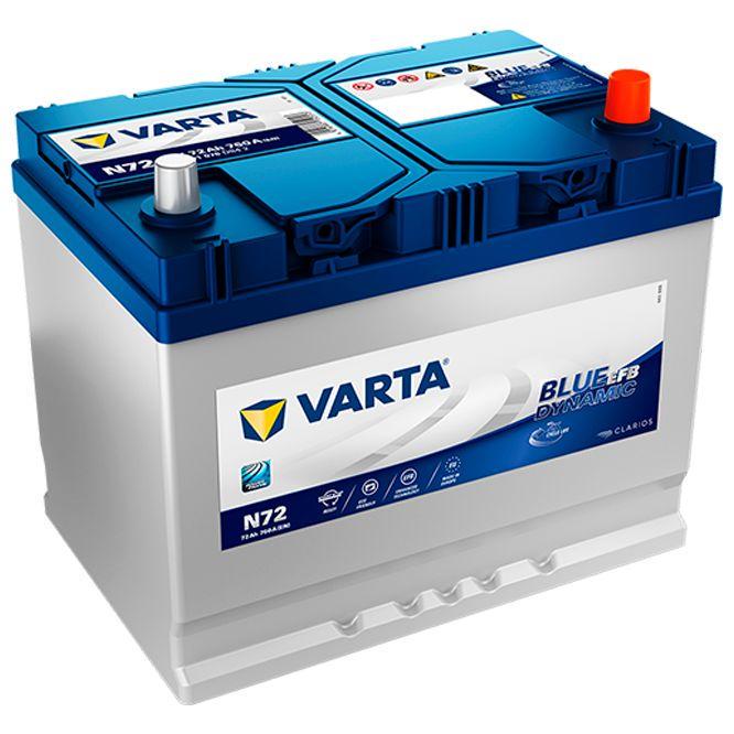 Аккумулятор автомобильный VARTA Blue Dynamic EFB N72 6СТ-72Ah АзЕ ASIA 760A EN 572501076