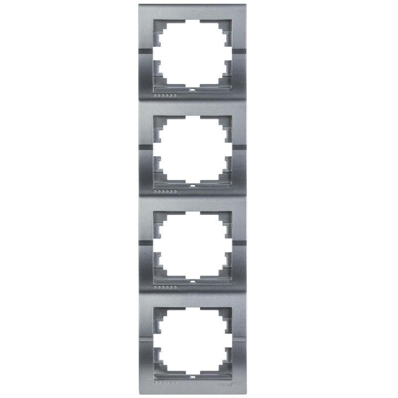 Рамка чотиримісна вертикальна Lezard Deriy без вставки Графіт (00000012366)