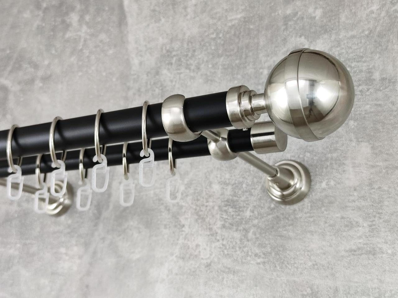 Карниз MStyle металлический для штор двухрядный Калисто 25/19 мм гладкий 300 см Сталь/Черный (5019708)