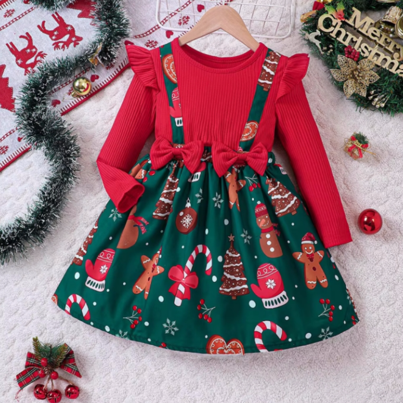 Платье детское Новогоднее с бантами 120-130 см Красный (ДСН40)