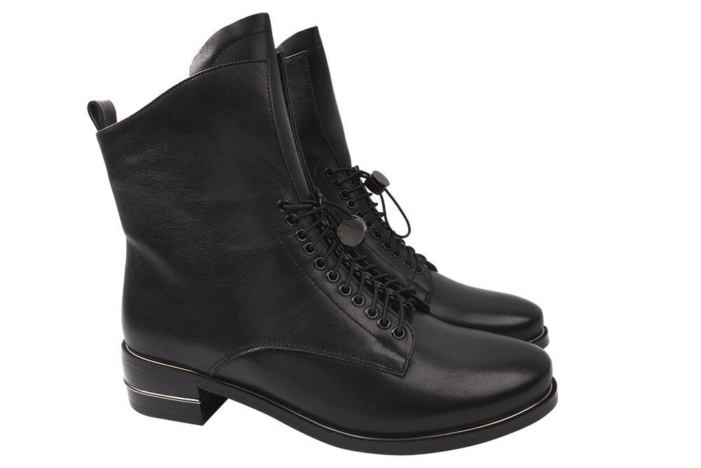 Ботинки женские Brocoly из кожи на низком каблуке высокие р. 40 Черный (307-20DHC)