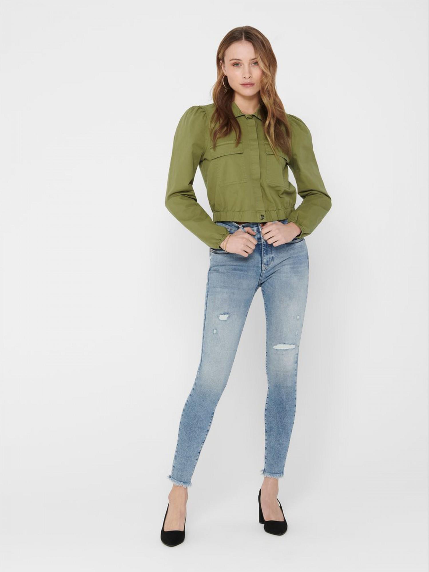 Блуза-рубашка укороченная ONLY 9258 S Хаки (42) - фото 2