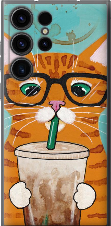 Чохол на Samsung Galaxy S23 Ultra Зеленоокий кіт в окулярах (4054u-2906-42517)