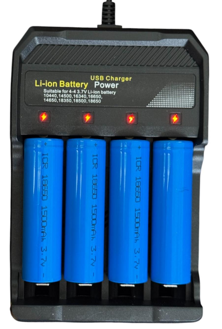 Зарядное устройство для аккумулятора Li-Ion 18650\14500\16340\18500 4 ячейки с Led-индикатором от сети MS-5D84A (36274263)