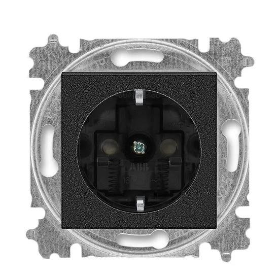 Розетка Levit 1-а із заземленням Оніксово-димчастий/чорний