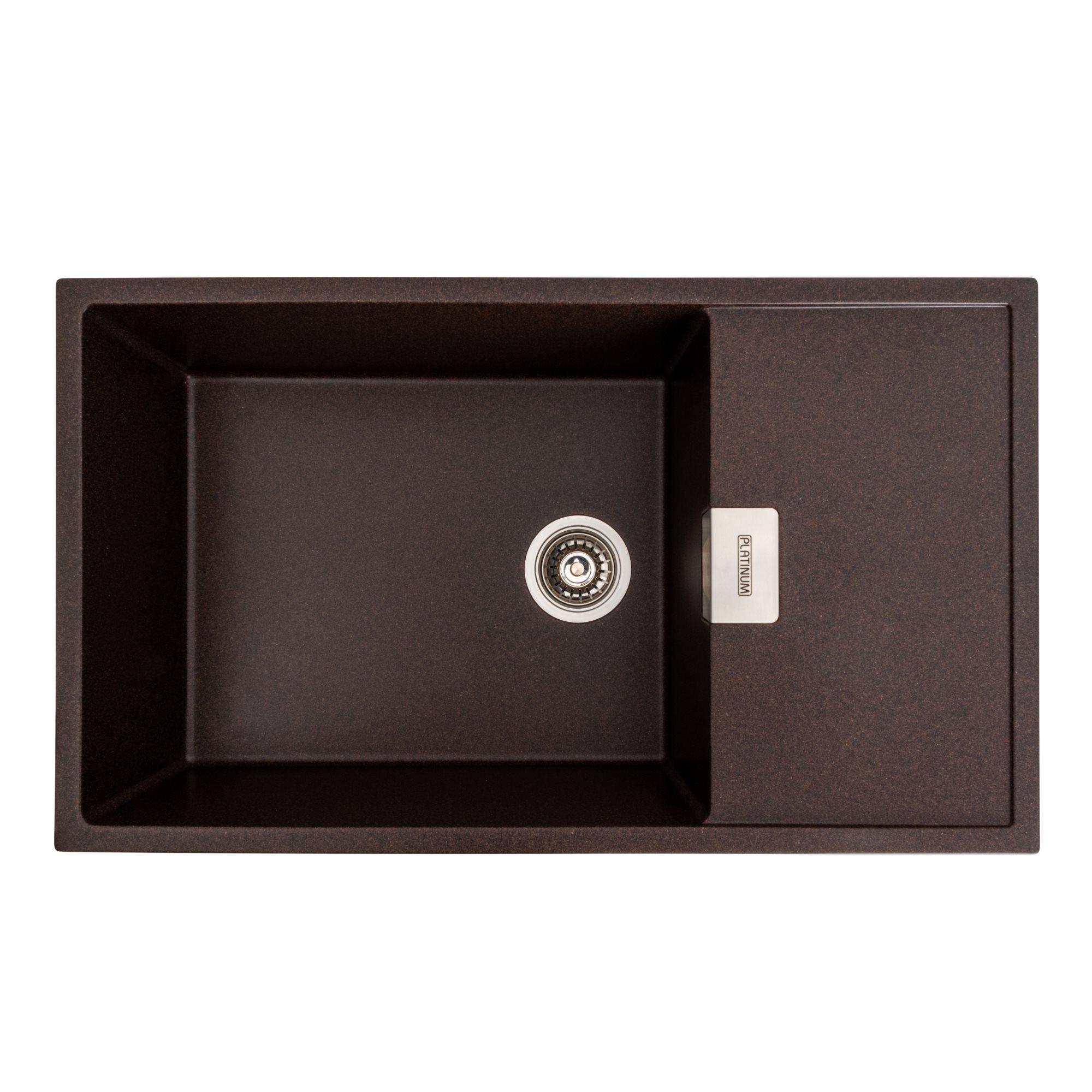 Мийка для кухні гранітна Platinum 8650 DIAMOND матова Шоколадний