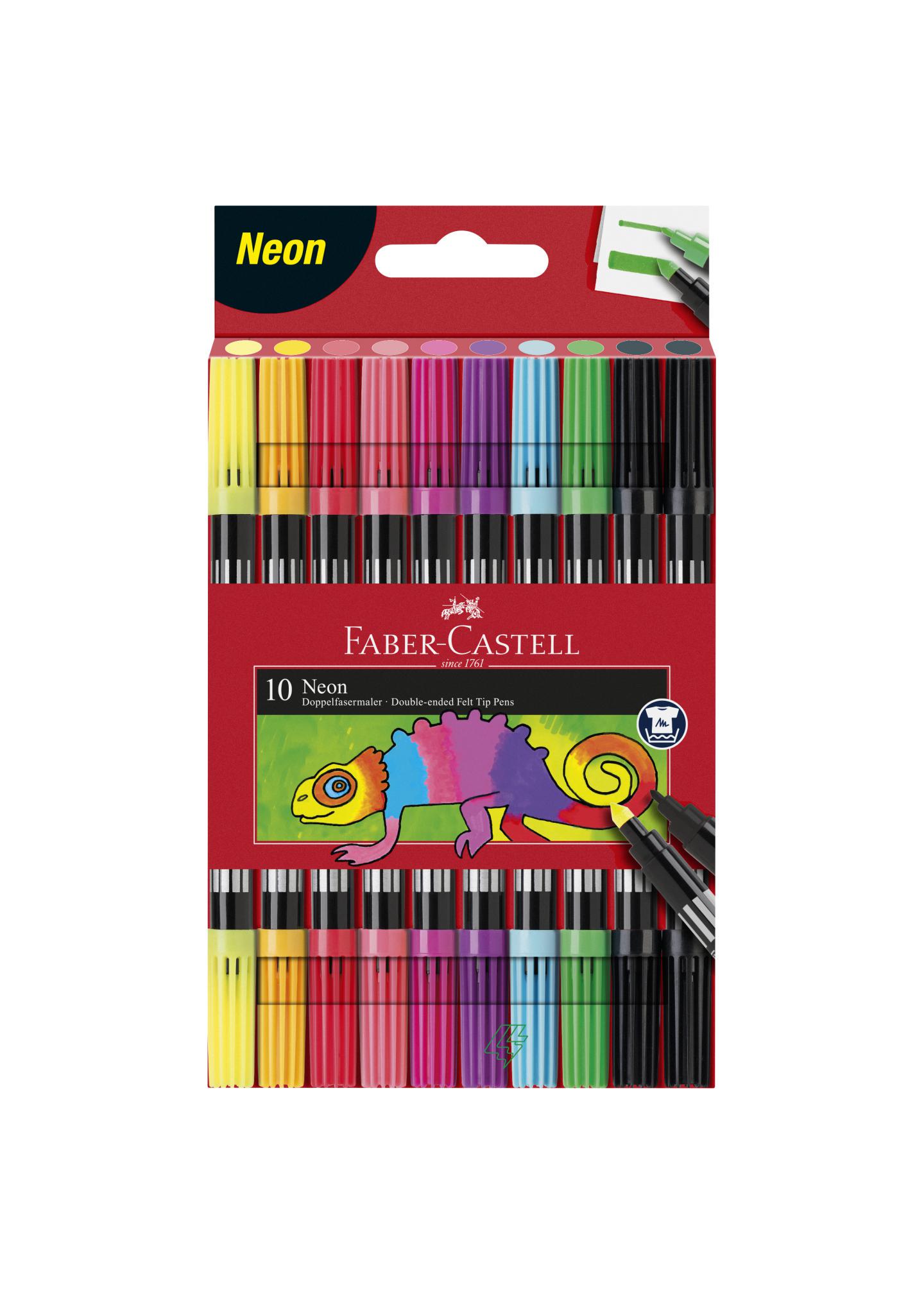 Фломастери Faber-Castell Fibre-Tip Neon двосторонні 10 кольорів (151109)