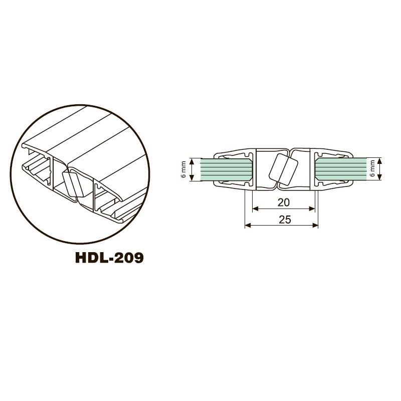 Уплотнитель для душевых кабин HaiDeLi HDL-209 магнитный стекло 6 мм 180° стекло-стекло (1860960957) - фото 2