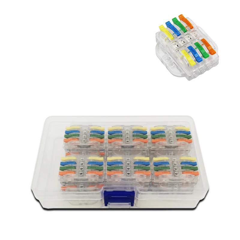 Набор клемм Tactix 0,08-4 мм2 32А 4х1-4х1 проходная одинарная 41,5х35,6х14,8 мм 12 шт. Разноцветный (KV223-4Tc-12box)