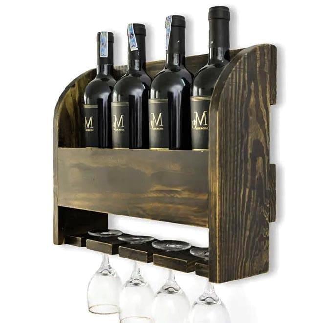Полка для вина настенная из дерева Фудотаки Рустикал (ПНК-025434)